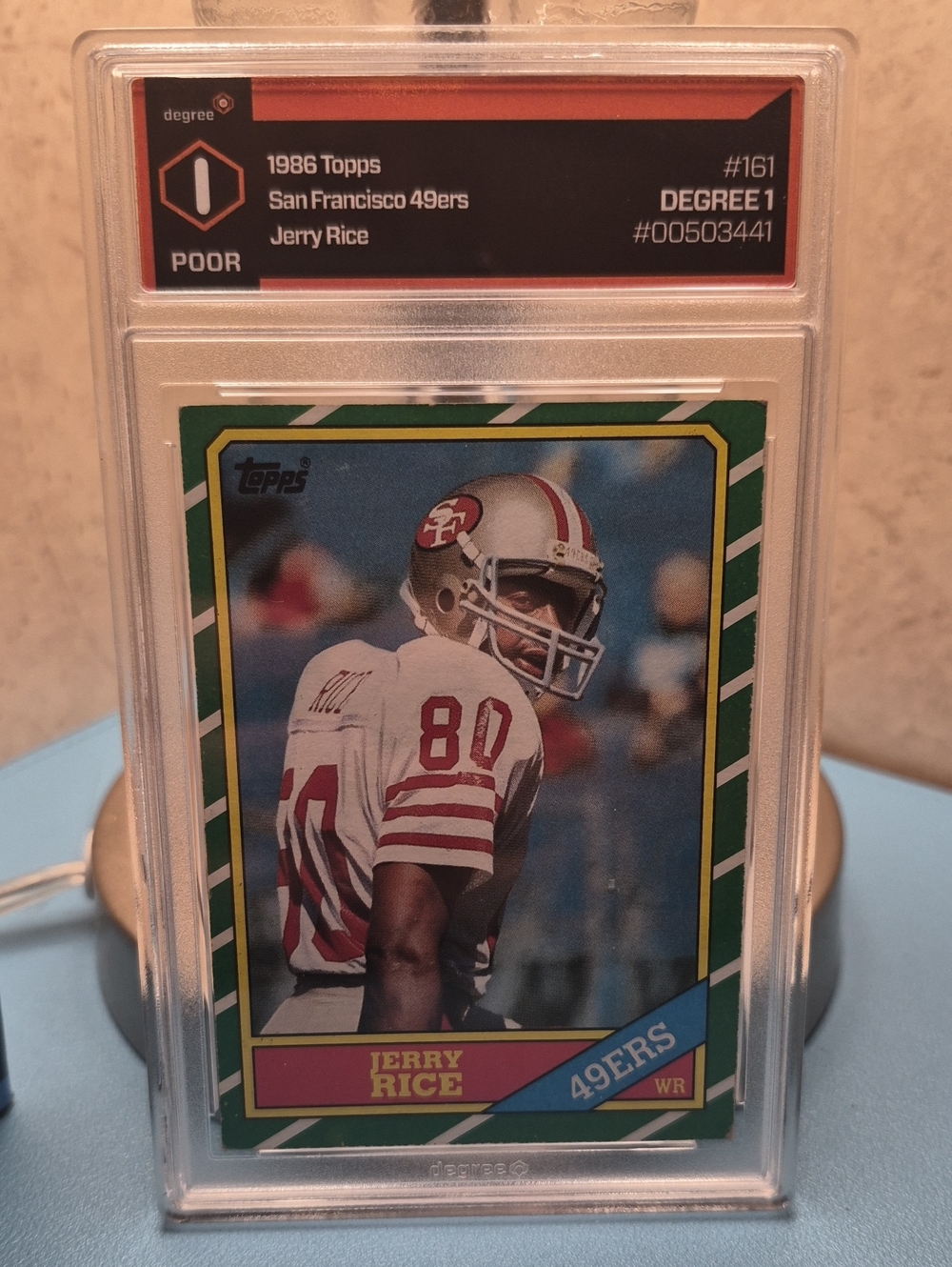 Topps Jerry Rice Rookie Football Card with Green and White Design